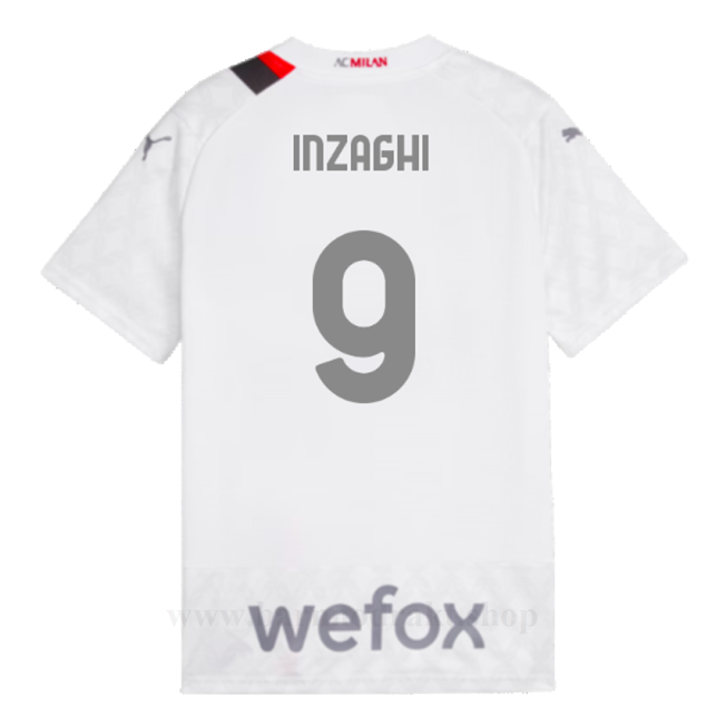Billige Fotballdrakter AC Milan INZAGHI #9 Borte Draktsett 2023-2024