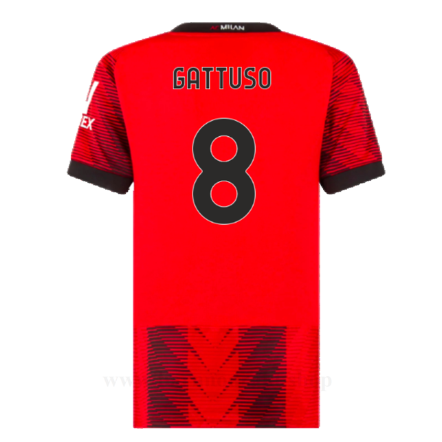Billige Fotballdrakter AC Milan GATTUSO #8 Hjemme Draktsett 2023-2024