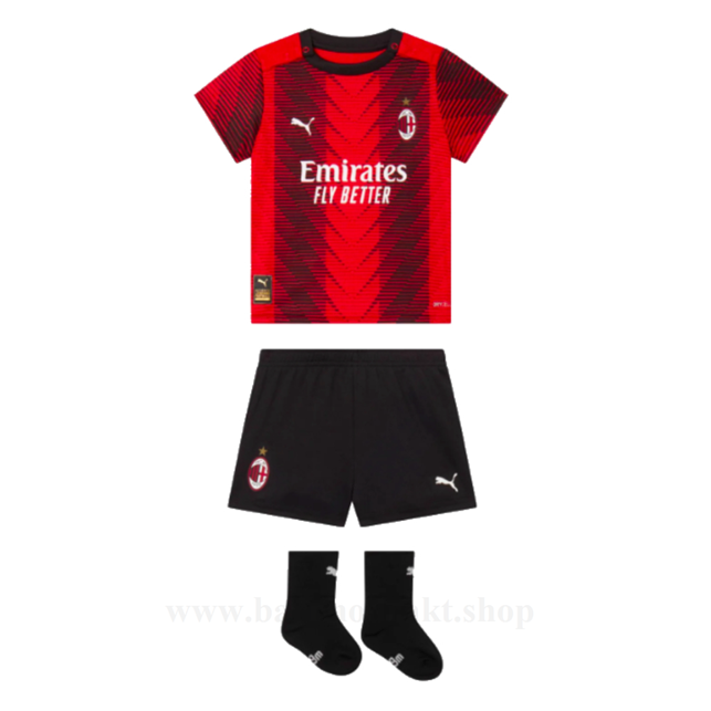 Billige Fotballdrakter AC Milan Barn Hjemme Draktsett 2023-2024