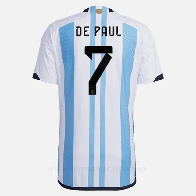 Billige Fotballdrakter Argentina DE PAUL #7 Hjemme Draktsett VM 2022