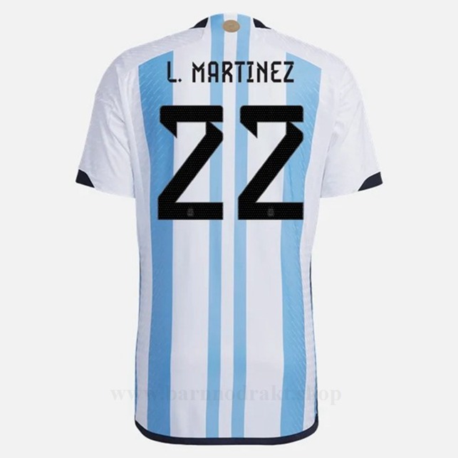 Billige Fotballdrakter Argentina L MARTINEZ #22 Hjemme Draktsett VM 2022