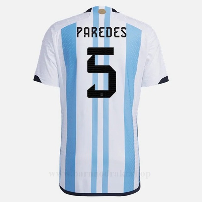 Billige Fotballdrakter Argentina PAREDES #5 Hjemme Draktsett VM 2022