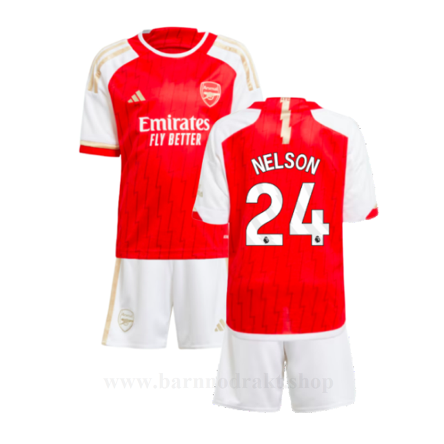 Billige Fotballdrakter Arsenal Barn NELSON #24 Hjemme Draktsett 2023-2024