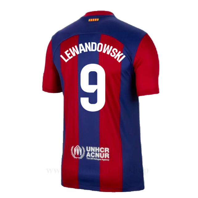 Billige Fotballdrakter FC Barcelona LEWANDOWSKI #9 Hjemme Draktsett 2023-2024