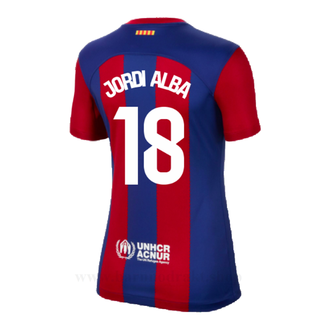 Billige Fotballdrakter FC Barcelona Dame JORDI ALBA #18 Hjemme Draktsett 2023-2024