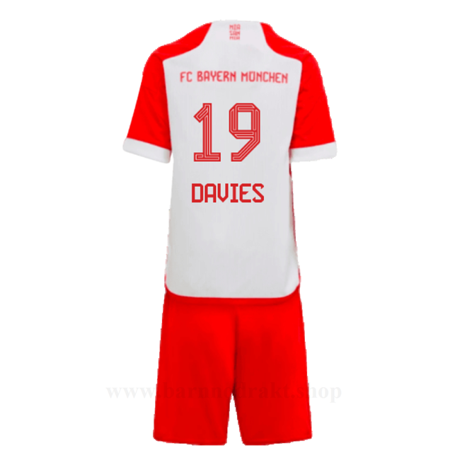 Billige Fotballdrakter FC Bayern München Barn DAVIES #19 Hjemme Draktsett 2023-2024