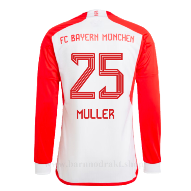 Billige Fotballdrakter FC Bayern München MULLER #25 Hjemme Draktsett Langermet 2023-2024