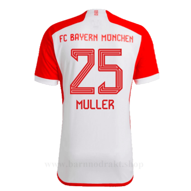 Billige Fotballdrakter FC Bayern München MULLER #25 Hjemme Draktsett 2023-2024