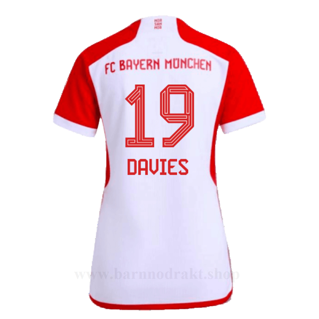 Billige Fotballdrakter FC Bayern München Dame DAVIES #19 Hjemme Draktsett 2023-2024