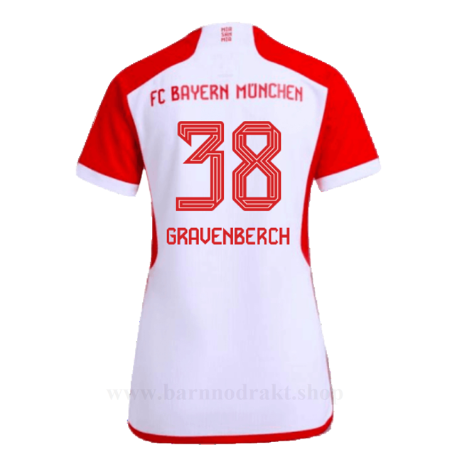 Billige Fotballdrakter FC Bayern München Dame GRAVENBERCH #38 Hjemme Draktsett 2023-2024