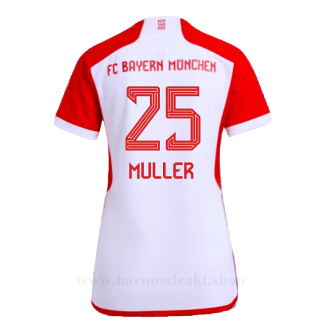 Billige Fotballdrakter FC Bayern München Dame MULLER #25 Hjemme Draktsett 2023-2024
