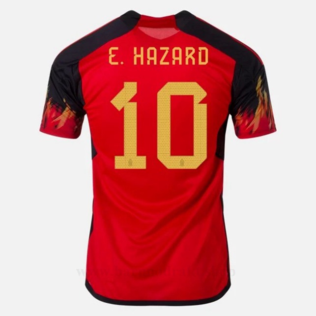 Billige Fotballdrakter Belgia E HAZARD #10 Hjemme Draktsett VM 2022