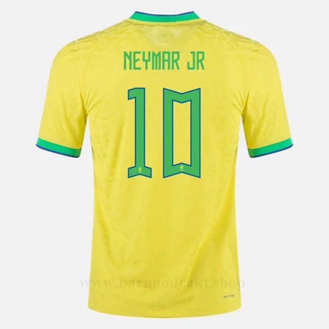 Billige Fotballdrakter Brasil NEYMAR #10 Hjemme Draktsett VM 2022