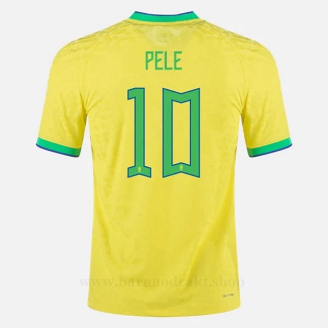 Billige Fotballdrakter Brasil PELE #10 Hjemme Draktsett VM 2022