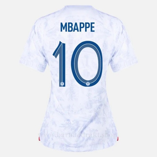 Billige Fotballdrakter Frankrike Dame MBAPPE #10 Borte Draktsett VM 2022