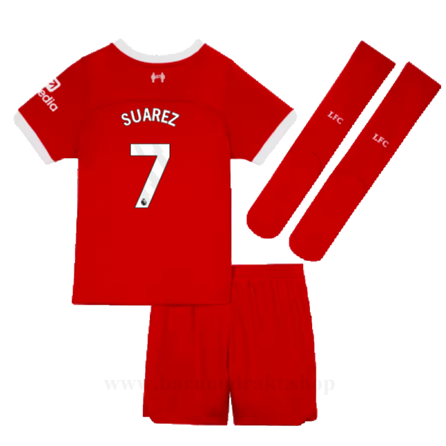 Billige Fotballdrakter Liverpool Barn SUAREZ #7 Hjemme Draktsett 2023-2024