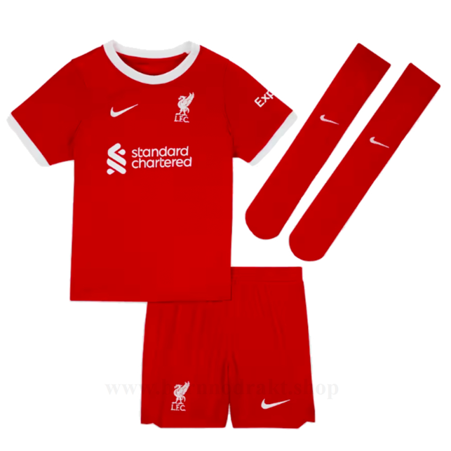Billige Fotballdrakter Liverpool Barn Hjemme Draktsett 2023-2024