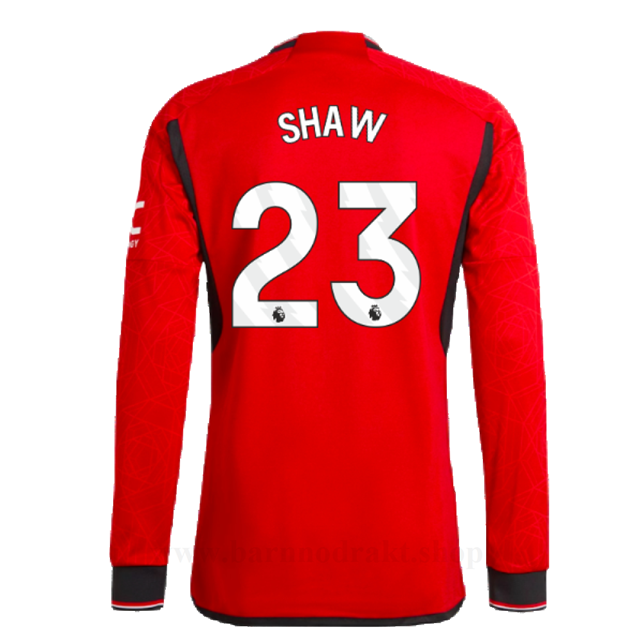 Billige Fotballdrakter Manchester United SHAW #23 Hjemme Draktsett Langermet 2023-2024