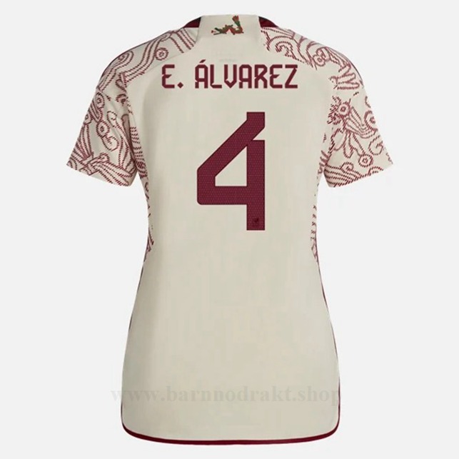 Billige Fotballdrakter Mexico Dame E ALVAREZ #4 Borte Draktsett VM 2022
