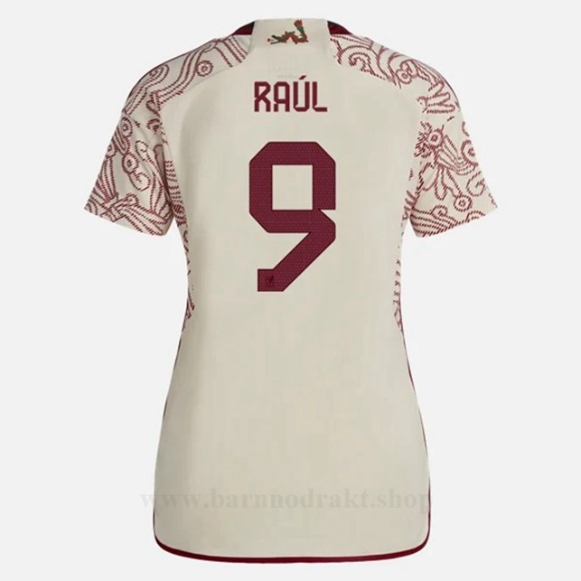 Billige Fotballdrakter Mexico Dame RAUL #9 Borte Draktsett VM 2022