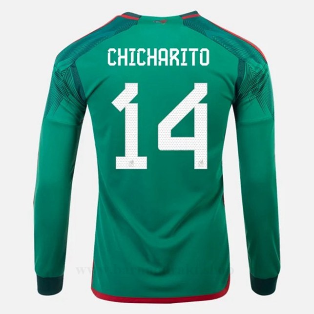Billige Fotballdrakter Mexico CHICHARITO #14 Hjemme Draktsett Langermet VM 2022