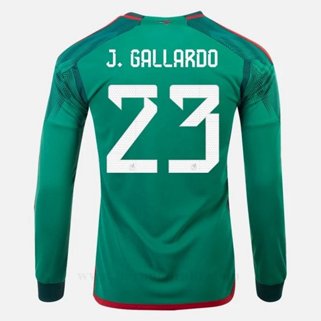 Billige Fotballdrakter Mexico J GALLARDO #23 Hjemme Draktsett Langermet VM 2022