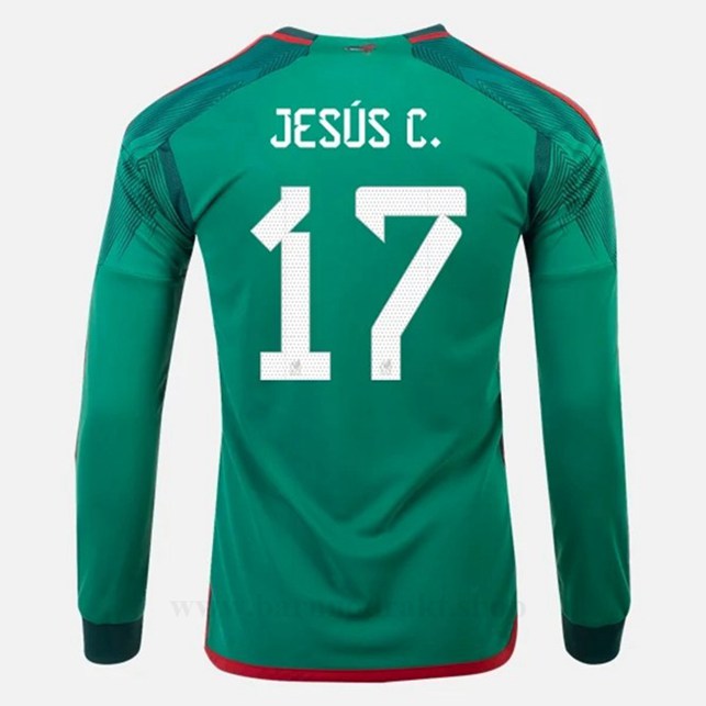 Billige Fotballdrakter Mexico JESUS C #17 Hjemme Draktsett Langermet VM 2022