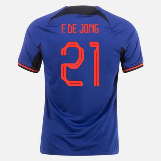 Billige Fotballdrakter Nederland F DE JONG #21 Borte Draktsett VM 2022