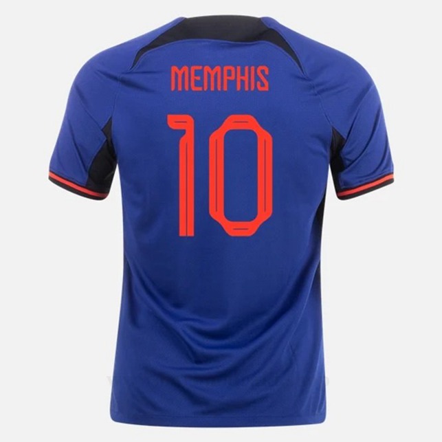 Billige Fotballdrakter Nederland MEMPHIS #10 Borte Draktsett VM 2022