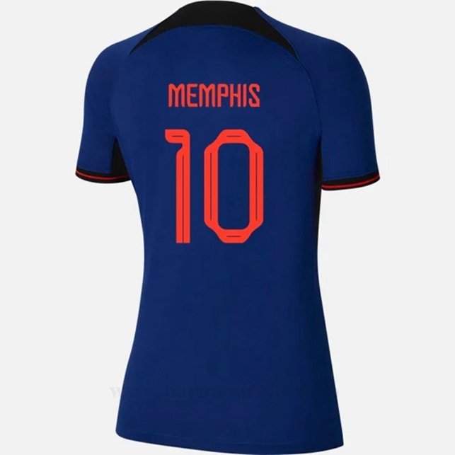 Billige Fotballdrakter Nederland Dame MEMPHIS #10 Borte Draktsett VM 2022