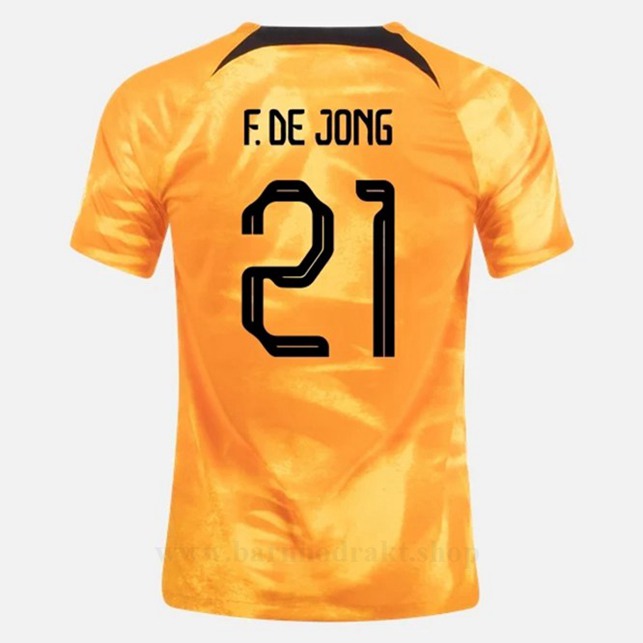 Billige Fotballdrakter Nederland F DE JONG #21 Hjemme Draktsett VM 2022