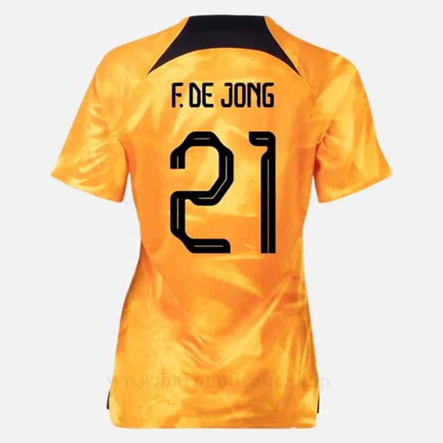 Billige Fotballdrakter Nederland Dame F DE JONG #21 Hjemme Draktsett VM 2022