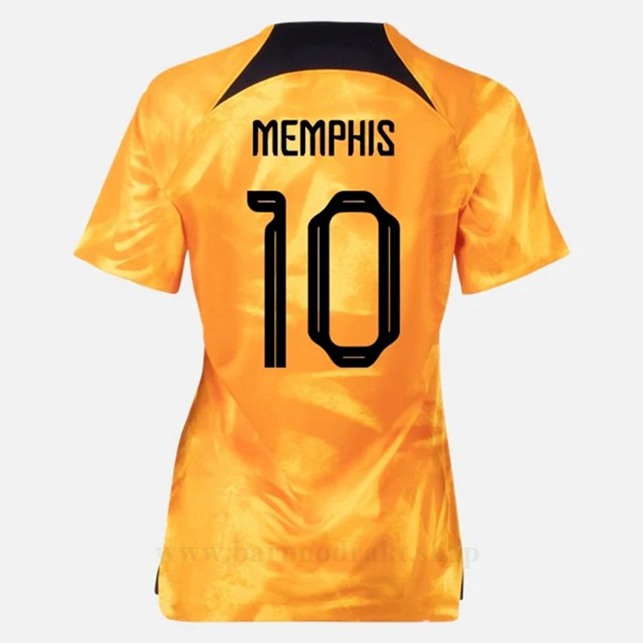 Billige Fotballdrakter Nederland Dame MEMPHIS #10 Hjemme Draktsett VM 2022