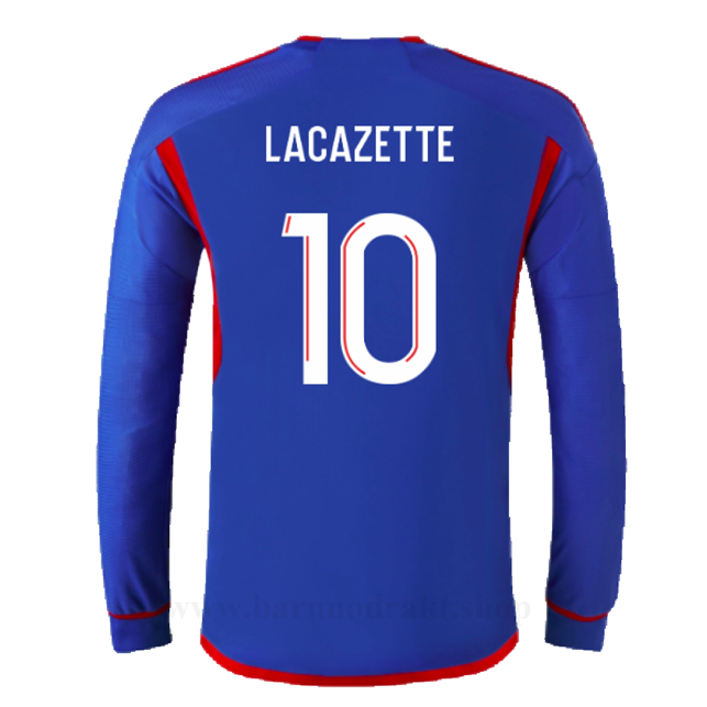 Billige Fotballdrakter Olympique Lyonnais LACAZETTE #10 Borte Draktsett Langermet 2023-2024