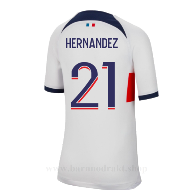 Billige Fotballdrakter Paris Saint Germain PSG HERNANDEZ #21 Borte Draktsett 2023-2024