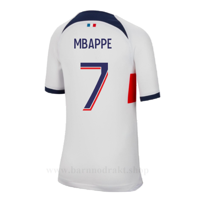 Billige Fotballdrakter Paris Saint Germain PSG MBAPPE #7 Borte Draktsett 2023-2024