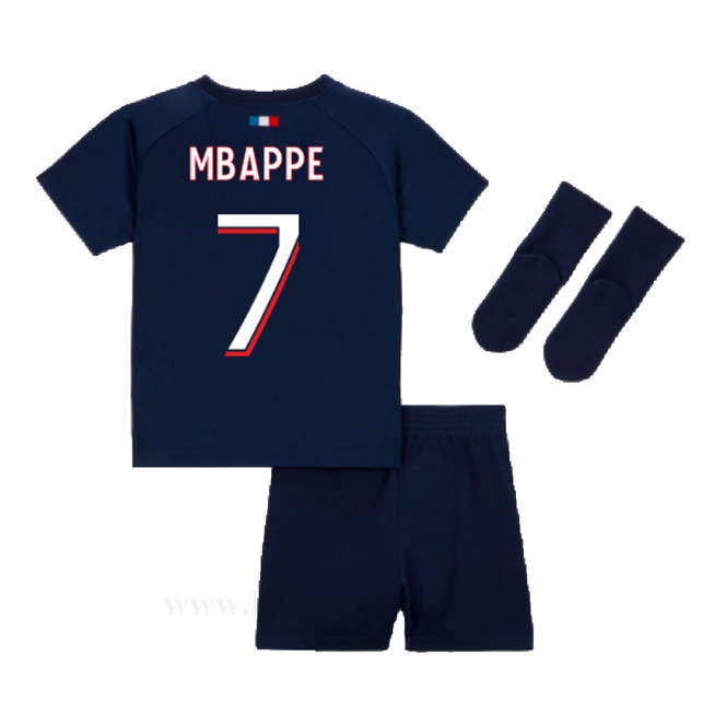 Billige Fotballdrakter Paris Saint Germain PSG Barn MBAPPE #7 Hjemme Draktsett 2023-2024
