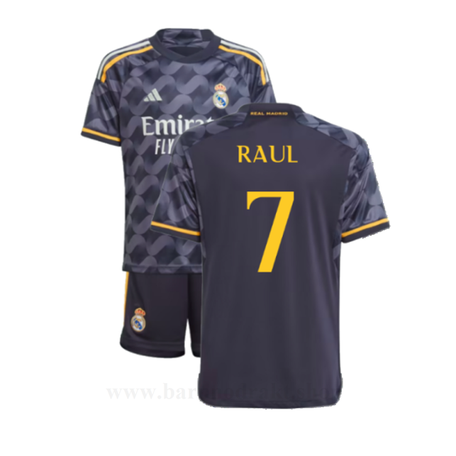 Billige Fotballdrakter FC Real Madrid Barn RAUL #7 Borte Draktsett 2023-2024