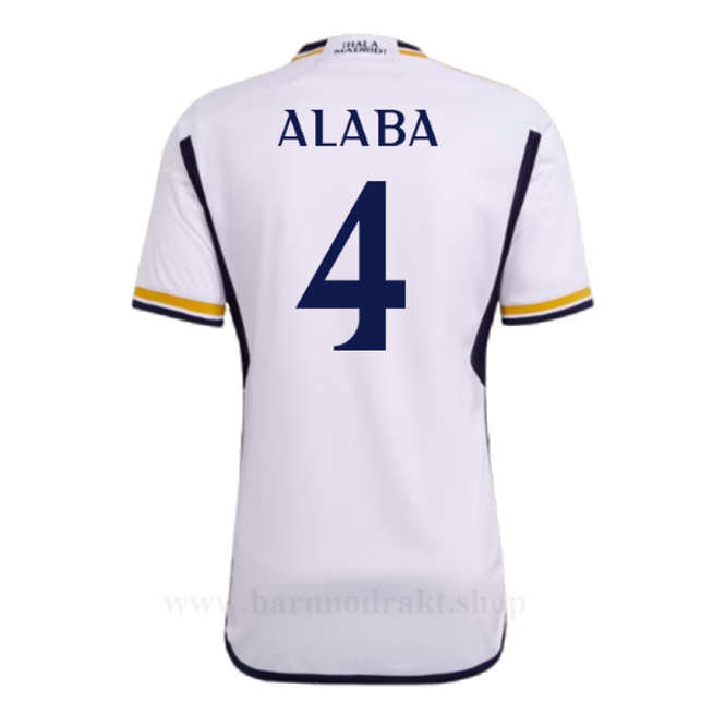 Billige Fotballdrakter FC Real Madrid ALABA #4 Hjemme Draktsett 2023-2024