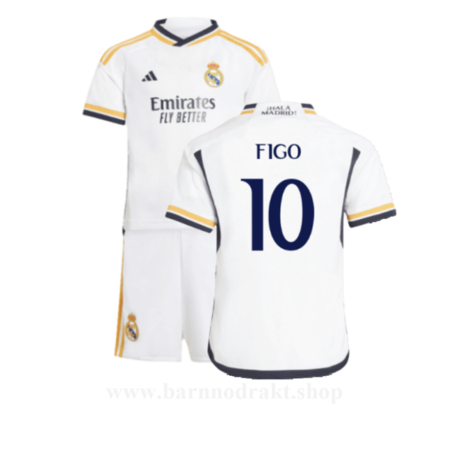 Billige Fotballdrakter FC Real Madrid Barn FIGO #10 Hjemme Draktsett 2023-2024