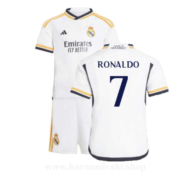 Billige Fotballdrakter FC Real Madrid Barn RONALDO #7 Hjemme Draktsett 2023-2024