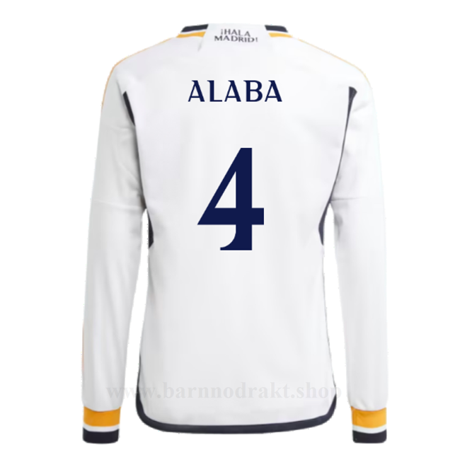 Billige Fotballdrakter FC Real Madrid ALABA #4 Hjemme Draktsett Langermet 2023-2024