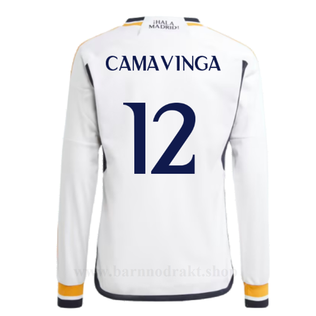 Billige Fotballdrakter FC Real Madrid CAMAVINGA #12 Hjemme Draktsett Langermet 2023-2024