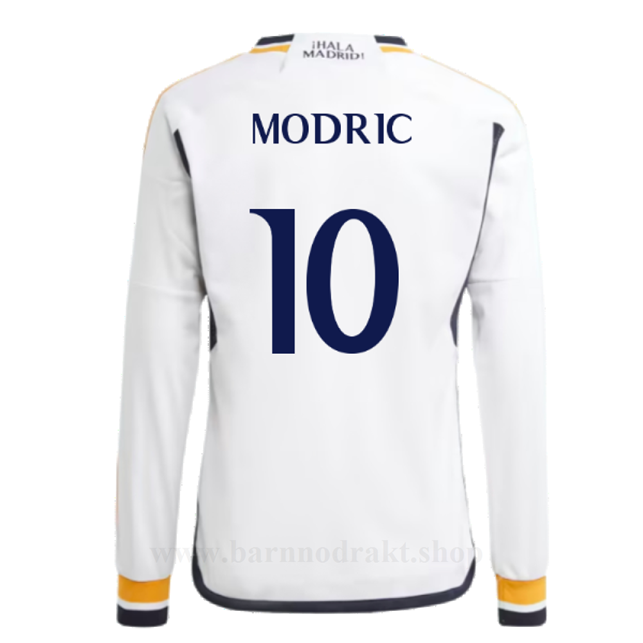 Billige Fotballdrakter FC Real Madrid MODRIC #10 Hjemme Draktsett Langermet 2023-2024