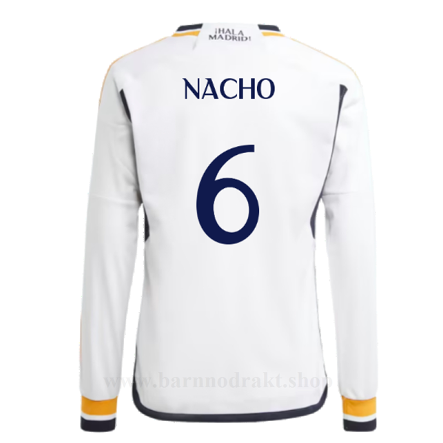 Billige Fotballdrakter FC Real Madrid NACHO #6 Hjemme Draktsett Langermet 2023-2024