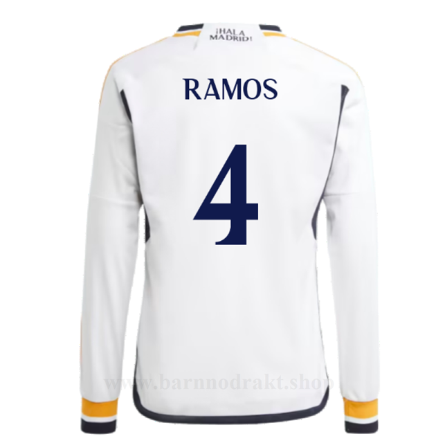 Billige Fotballdrakter FC Real Madrid RAMOS #4 Hjemme Draktsett Langermet 2023-2024