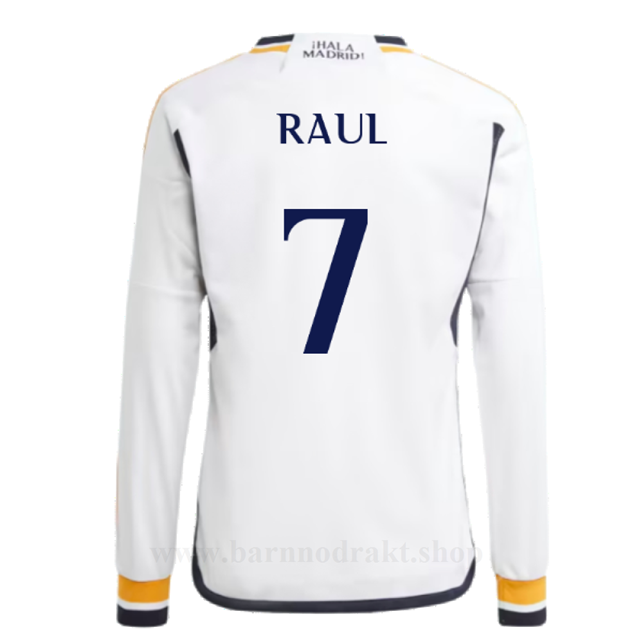 Billige Fotballdrakter FC Real Madrid RAUL #7 Hjemme Draktsett Langermet 2023-2024