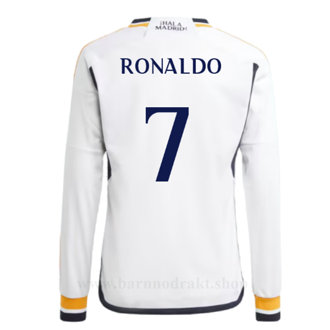 Billige Fotballdrakter FC Real Madrid RONALDO #7 Hjemme Draktsett Langermet 2023-2024