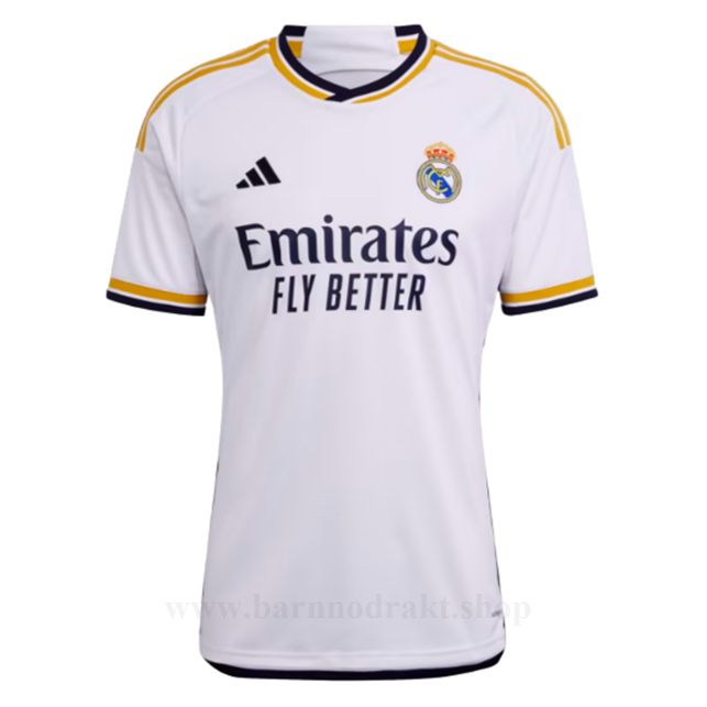 united Genser FC Real Madrid sportsbutikk,nye Billige Fotballdrakter FC Real Madrid BENZEMA #9 Hjemme Draktsett 2023-2024 groupon