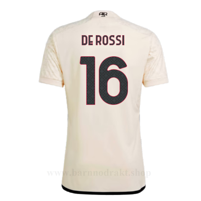 Billige Fotballdrakter AS Roma DE ROSSI #16 Borte Draktsett 2023-2024